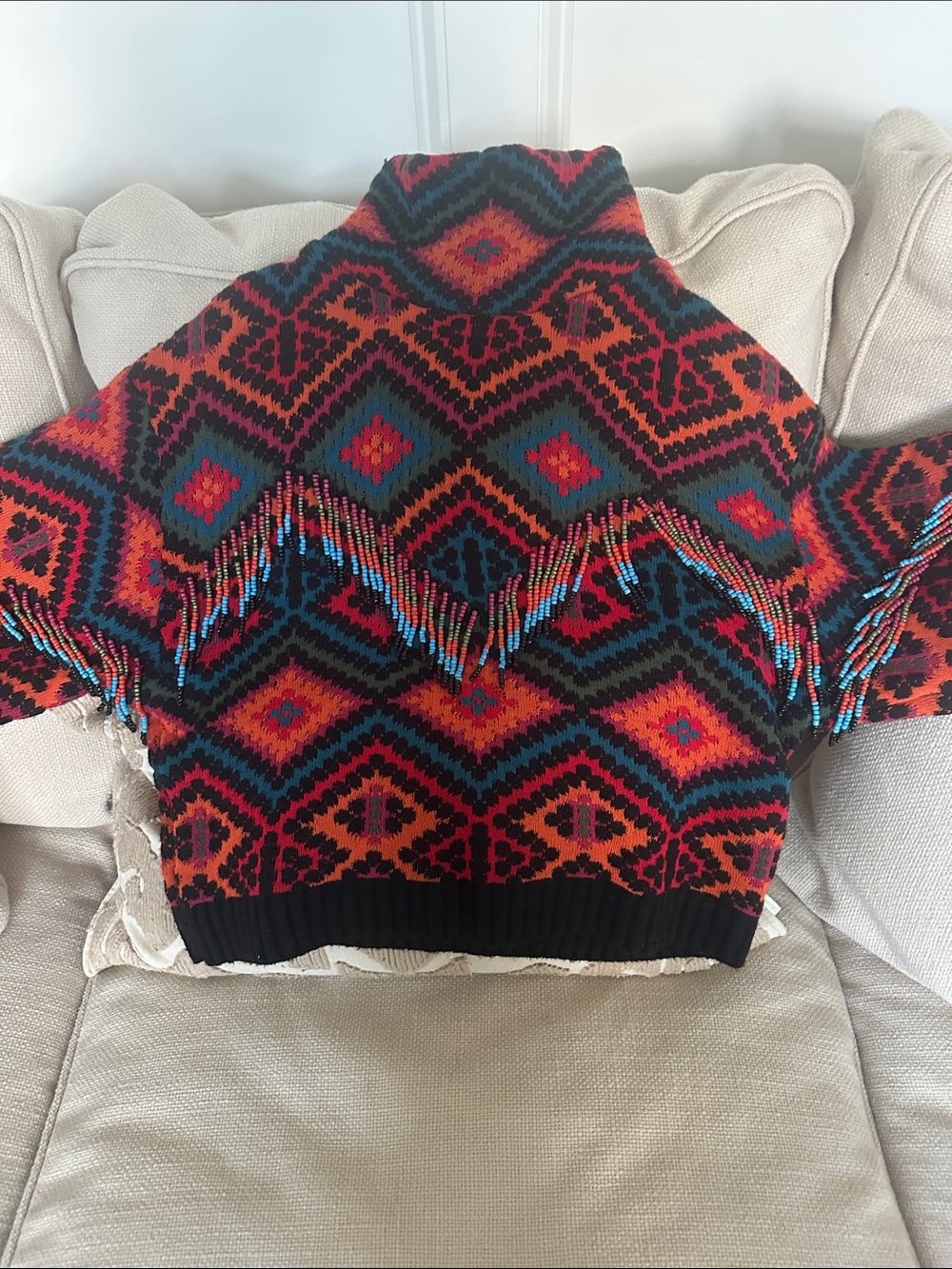 Stunning Farm Rio Rauti Sweater Beaded Size M